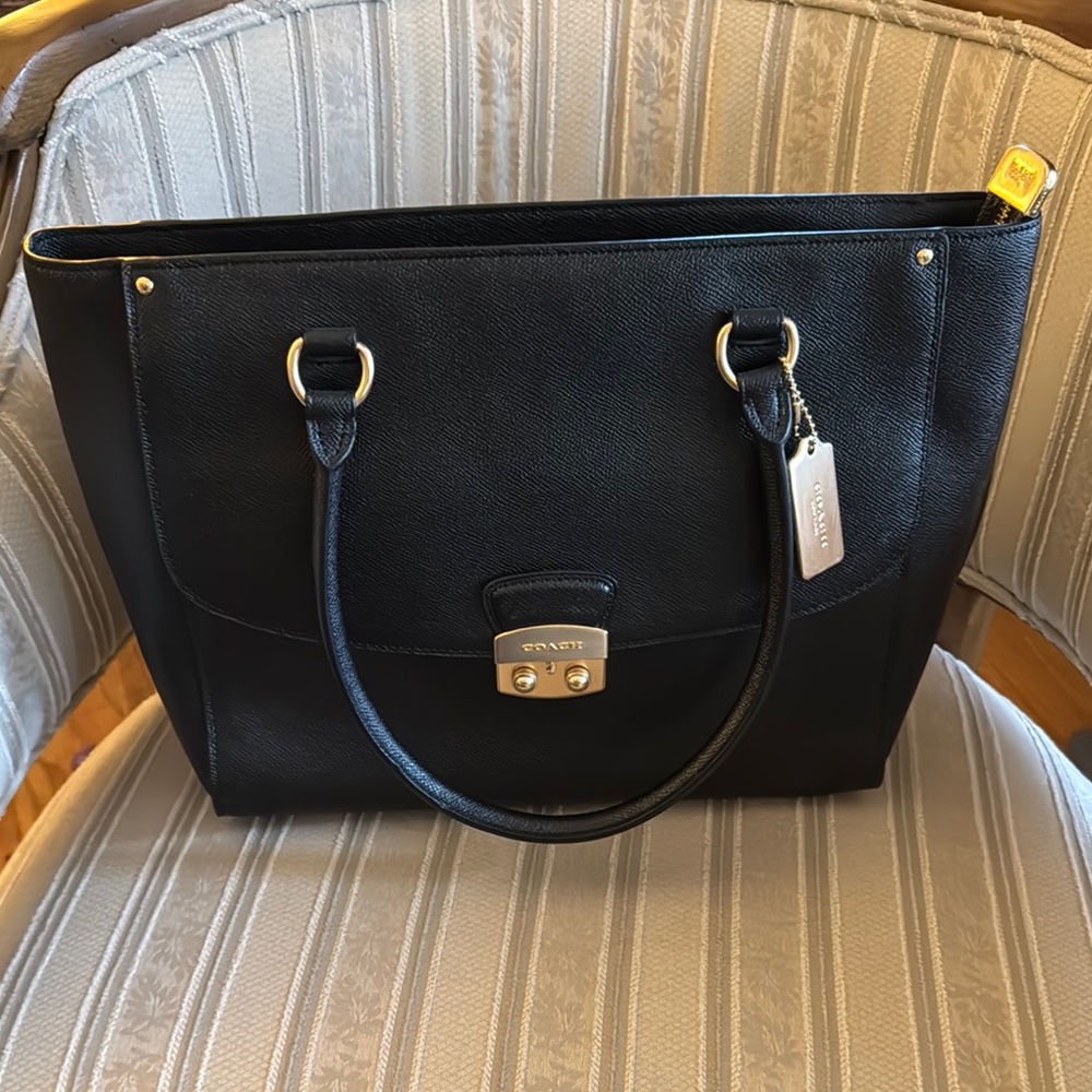 Coach Black Leather Tote Bag